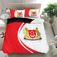 Singapore Flag Coat Of Arms Bedding Set Circle RLT13 - Wonder Print Shop