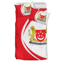 Singapore Flag Coat Of Arms Bedding Set Circle RLT13 - Wonder Print Shop