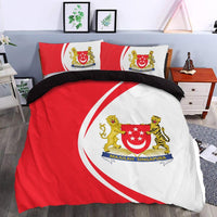 Singapore Flag Coat Of Arms Bedding Set Circle RLT13 - Wonder Print Shop