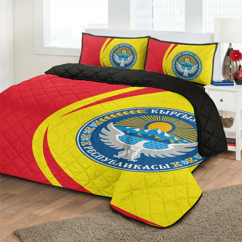 kyrgyzstan-flag-coat-of-arms-quilt-bed-set-circle
