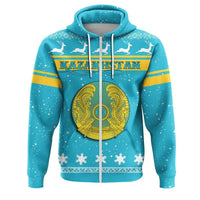 Christmas Kazakhstan Coat Of Arms Zip Hoodie RLT8 - Wonder Print Shop