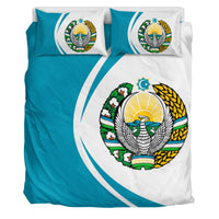 Uzbekistan Flag Coat Of Arms Bedding Set Circle RLT12 - Wonder Print Shop