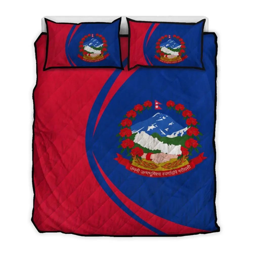 nepal-flag-coat-of-arms-quilt-bed-set-circle