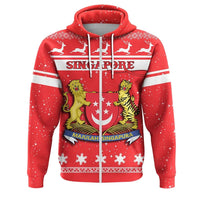Christmas Singapore Coat Of Arms Zip Hoodie RLT13 - Wonder Print Shop