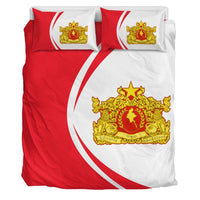 Myanmar Flag Coat Of Arms Bedding Set Circle RLT7 - Wonder Print Shop
