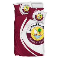 Qatar Flag Coat Of Arms Bedding Set Circle RLT12 - Wonder Print Shop