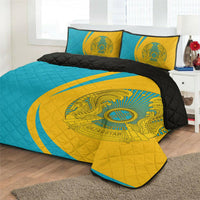 Kazakhstan Flag Coat Of Arms Quilt Bed Set Circle RLT8 - Wonder Print Shop