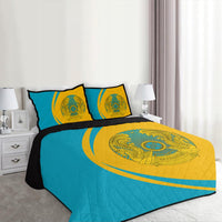 Kazakhstan Flag Coat Of Arms Quilt Bed Set Circle RLT8 - Wonder Print Shop