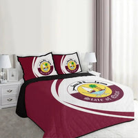 Qatar Flag Coat Of Arms Quilt Bed Set Circle RLT12 - Wonder Print Shop