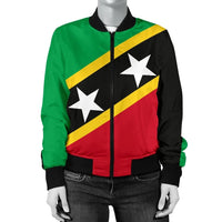 Saint Kitts and Nevis Women's Bomber Jacket Saint Kitts and Nevis Flag Style RLT6 - Wonder Print Shop