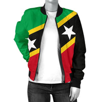 Saint Kitts and Nevis Women's Bomber Jacket Saint Kitts and Nevis Flag Style RLT6 - Wonder Print Shop