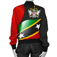 Saint Kitts and Nevis Women's Bomber Jacket Saint Kitts and Nevis Flag RLT6 - Wonder Print Shop