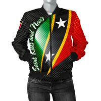 Saint Kitts and Nevis Women's Bomber Jacket Saint Kitts and Nevis Flag RLT6 - Wonder Print Shop