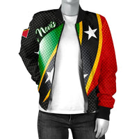 Saint Kitts and Nevis Women's Bomber Jacket Saint Kitts and Nevis Flag RLT6 - Wonder Print Shop