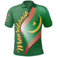 Mauritania Polo Shirt Mauritania Flag and Coat Of Arms RLT12 - Wonder Print Shop
