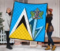 Saint Lucia Premium Quilt Flag With Coat Of Arms RLT6 - Wonder Print Shop
