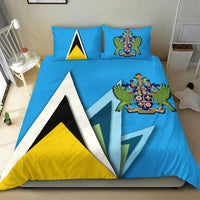 Saint Lucia Bedding Set Flag With Coat Of Arms RLT6 - Wonder Print Shop