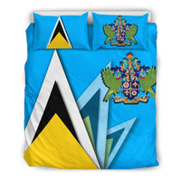 Saint Lucia Bedding Set Flag With Coat Of Arms RLT6 - Wonder Print Shop