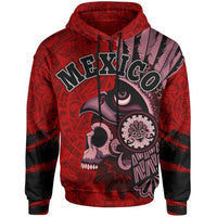 Mexico Hoodie Skull Aztec Warrior Red RLT13 - Wonder Print Shop