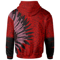 Mexico Hoodie Skull Aztec Warrior Red RLT13 - Wonder Print Shop