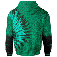 Mexico Hoodie Skull Aztec Warrior Green RLT13 - Wonder Print Shop
