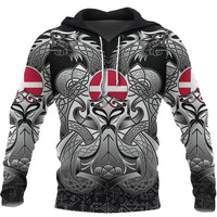 Viking Hoodie Denmark Mjolnir and Double Dragon RLT13 - Wonder Print Shop