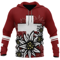 Switzerland Hoodie White Edelweiss RLT13 - Wonder Print Shop