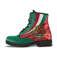 mexico-leather-boots-mexico-coat-of-arms-with-aztec-patterns