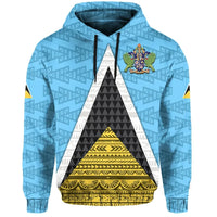 Saint Lucia Flag Hoodie Triangle Cerulean Blue RLT6 - Wonder Print Shop