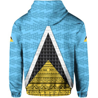Saint Lucia Flag Hoodie Triangle Cerulean Blue RLT6 - Wonder Print Shop