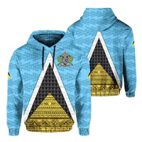 Saint Lucia Flag Hoodie Triangle Cerulean Blue RLT6 - Wonder Print Shop