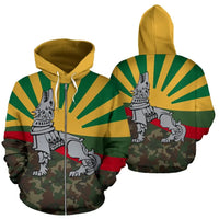 Lithuania Zipper Hoodie Iron Wolf RLT6 - Wonder Print Shop