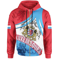 Luxembourg Zip Up Hoodie Coat Of Arms RLT6 - Wonder Print Shop