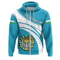 Uzbekistan Zip Hoodie Coat Of Arms Cricket Style RLT12 - Wonder Print Shop