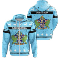 Christmas Saint Lucia Coat Of Arms Zip Hoodie RLT6 - Wonder Print Shop