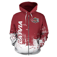 Latvia All Over Zip Up Hoodie Smudge Style10 RLT6 - Wonder Print Shop