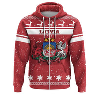 Christmas Latvia Coat Of Arms Zip Hoodie RLT6 - Wonder Print Shop