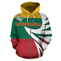 Lithuania Flag Zip Up Hoodie Coat Of Arms RLT6 - Wonder Print Shop
