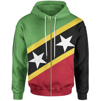 Saint Kitts and Nevis Zip Up Hoodie Saint Kitts and Nevis Flag Style RLT6 - Wonder Print Shop