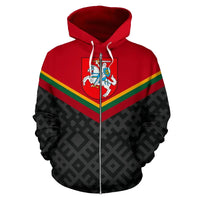 Lithuania Flag and Coat Of Arms Zip Up Hoodie RLT6 - Wonder Print Shop