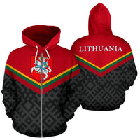 Lithuania Flag and Coat Of Arms Zip Up Hoodie RLT6 - Wonder Print Shop