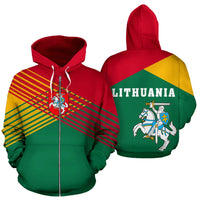 Lithuania Flag Zip Up Hoodie Stripes Style RLT6 - Wonder Print Shop