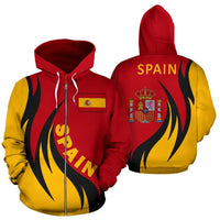Spain Hoodie Zip Coat Of Arms Fire Style RLT12 - Wonder Print Shop