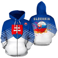 Slovakia Sport Flag Zip Up Hoodie Stripes Style 02 RLT13 - Wonder Print Shop