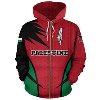 Palestine Hoodie Zip Active Map Style RLT13 - Wonder Print Shop