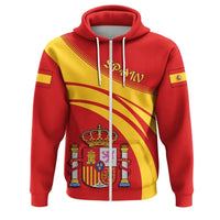 Spain Zip Hoodie Coat Of Arms Cricket Style RLT12 - Wonder Print Shop