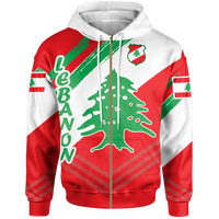 Lebanon Zip Up Hoodie Lebanon Flag24 RLT6 - Wonder Print Shop