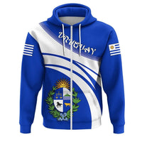 Uruguay Zip Hoodie Coat Of Arms Cricket Style RLT6 - Wonder Print Shop