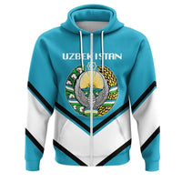 Uzbekistan Zip Hoodie Coat Of Arms Lucian Style RLT12 - Wonder Print Shop