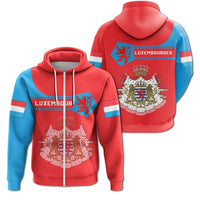 Luxembourg Coat Of Arms Zip Up Hoodie Simple Style8 RLT6 - Wonder Print Shop